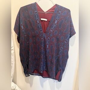 Karlie Women's Blue and Burgundy Snake Print Top medium